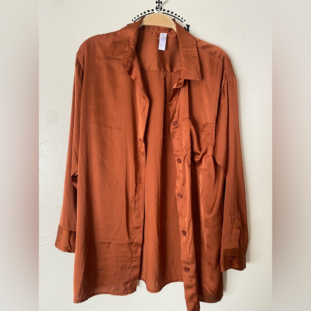 Stars Above | Burnt Orange Silk Looking PJ Top Size S